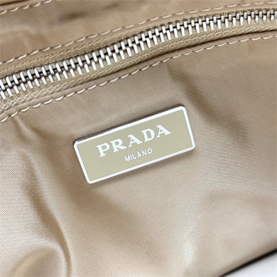 Pra*a medium re-nylon padded tote bag beige 1bg380