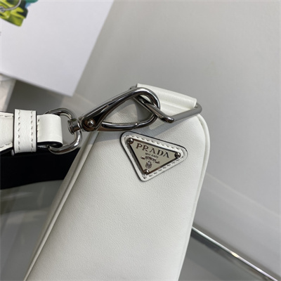 Pra*a triangle leather shoulder bag white color 1bh190
