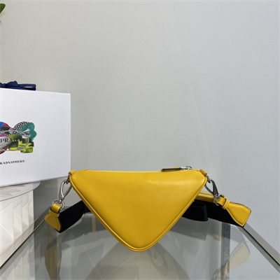 Pra*a triangle leather shoulder bag yellow color 1bh190