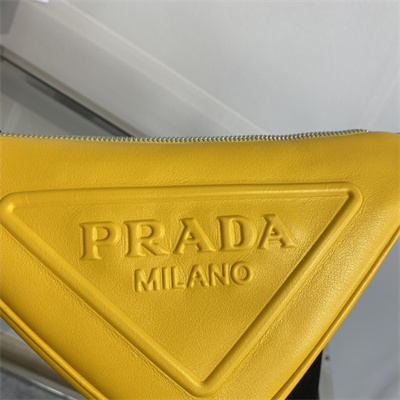 Pra*a triangle leather shoulder bag yellow color 1bh190