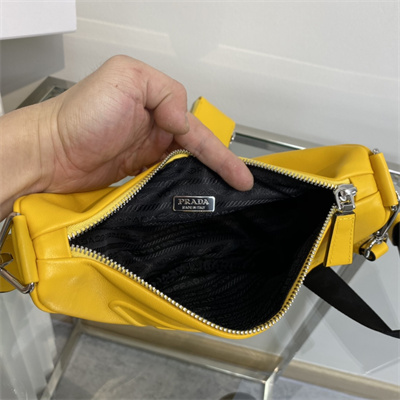 Pra*a triangle leather shoulder bag yellow color 1bh190