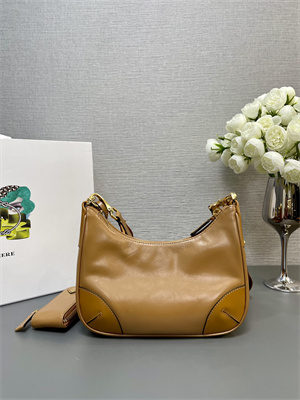 Pra*a re-edition naplak patent leather mini-bag brown color 1bh204