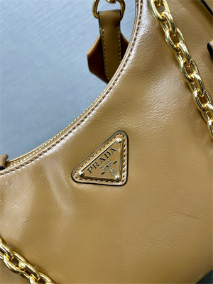 Pra*a re-edition naplak patent leather mini-bag brown color 1bh204