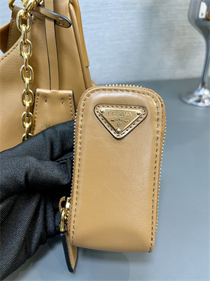 Pra*a re-edition naplak patent leather mini-bag brown color 1bh204