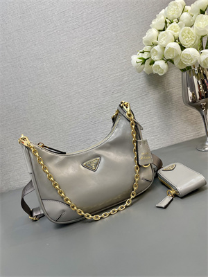 Pra*a re-edition naplak patent leather mini-bag grey color 1bh204