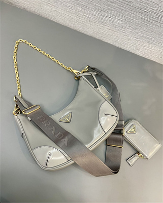 Pra*a re-edition naplak patent leather mini-bag grey color 1bh204