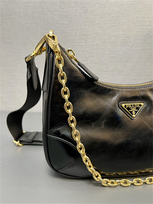 Pra*a re-edition naplak patent leather mini-bag black color 1bh204