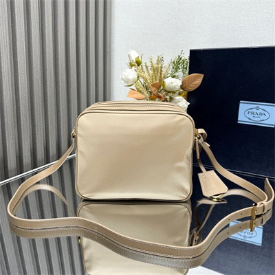 Pra*a re-edition 1978 re-nylon and saffiano leather mini shoulder bag beige 1bh218