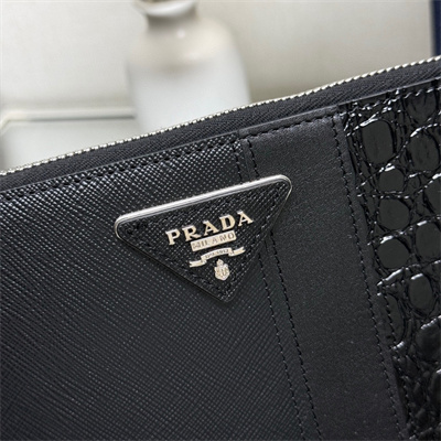 Pra*a saffiano leather pouch black 2nh005