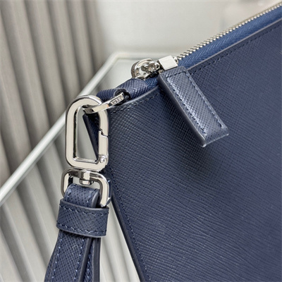Pra*a saffiano leather pouch navy 2nh005