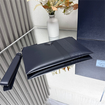 Pra*a saffiano leather pouch navy 2nh005
