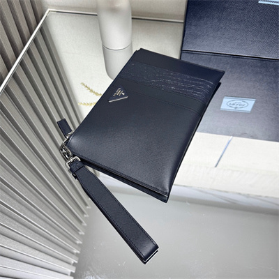 Pra*a saffiano leather pouch navy 2nh005