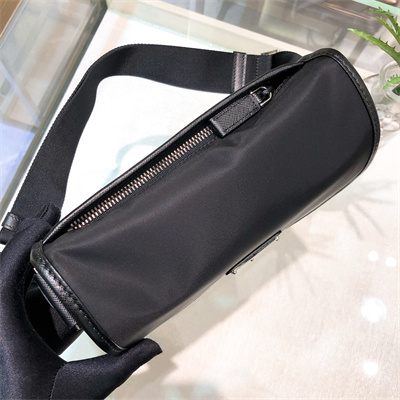 Pra*a re-nylon and saffiano leather shoulder bag black 2vd034