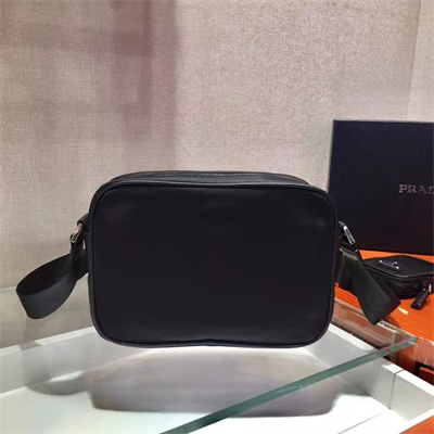 Pra*a re-nylon and saffiano leather shoulder bag black 2vh048