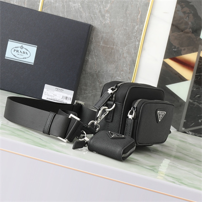 Pra*a re-nylon and saffiano leather shoulder bag black 2vh172