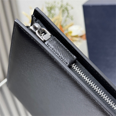 Pra*a saffiano leather document clutch/pouch black 2vn003