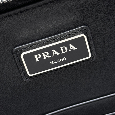 Pra*a saffiano leather document clutch/pouch black 2vn003