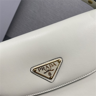 Pra*a arqué leather shoulder bag with flap white 1bd365