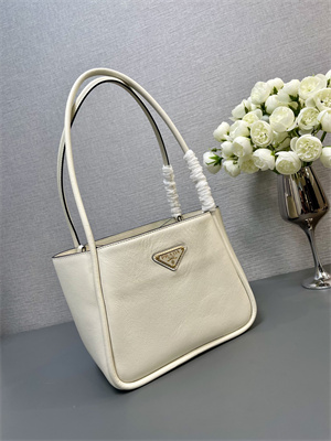 Pra*a leather mini tote bag white 1bg539