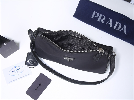 Pra*a re-edition 2005 nylon and saffiano leather mini bag in black 1ne633