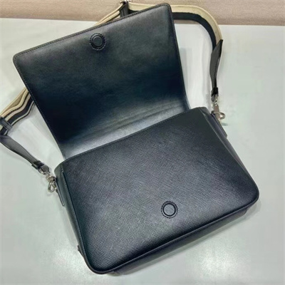 Pra*a saffiano leather shoulder bag in black 2vd046