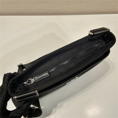 Pra*a re-nylon and saffiano shoulder bag in black 2vh118