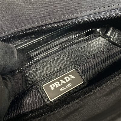 Pra*a re-nylon and saffiano shoulder bag in black 2vh118