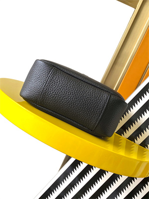 Y.S.L LE 5 A 7 Mini HOBO BAG In Black Grained Calfskin Leather