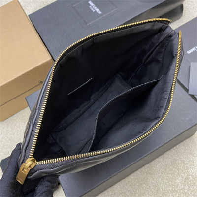Y.S.L Sade Clutch In Quilted Lambskin Black