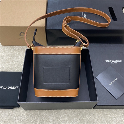 Y.S.L Aphile Leather Mini Bucket Bag Black And Brown