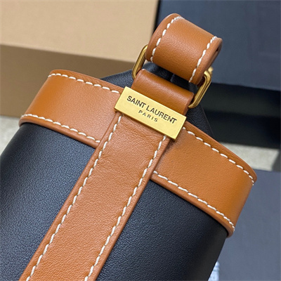 Y.S.L Aphile Leather Mini Bucket Bag Black And Brown