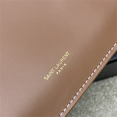 Y.S.L Liane Calfskin Leather Chain Shoulder Bag Brown