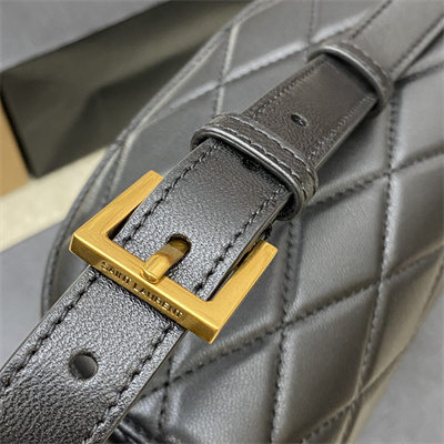 Y.S.L June Box Bag In Quilted Lambskin Black Gold Tone Metal