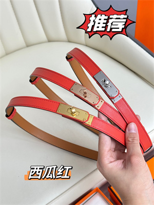 H**mes kelly 18 belt epsom leather silver gold hardware watermelon red