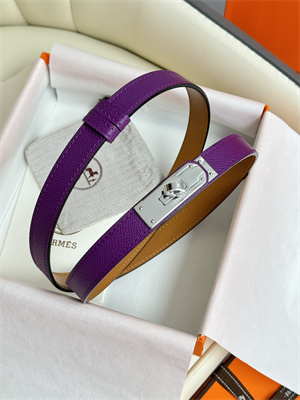 H**mes kelly 18 belt epsom leather silver hardware purple