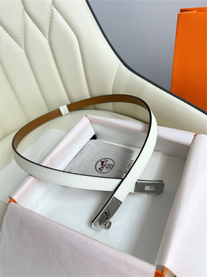 H**mes kelly 18 belt epsom leather silver hardware white