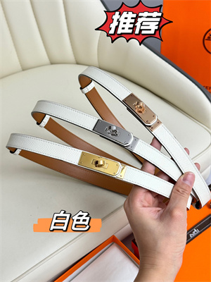 H**mes kelly 18 belt epsom leather silver hardware white