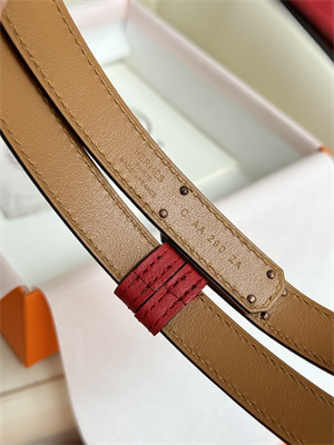 H**mes kelly 18 belt epsom leather rose gold hardware red