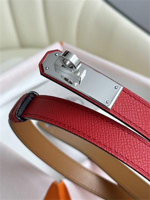 H**mes kelly 18 belt epsom leather silver hardware red