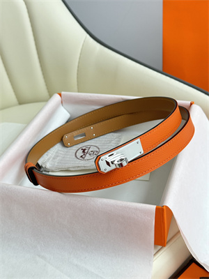 H**mes kelly 18 belt epsom leather silver hardware orange