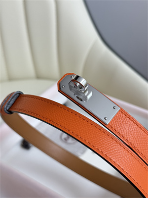 H**mes kelly 18 belt epsom leather silver hardware orange