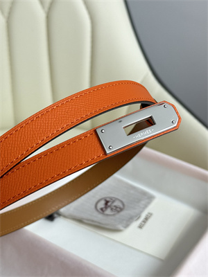 H**mes kelly 18 belt epsom leather silver hardware orange