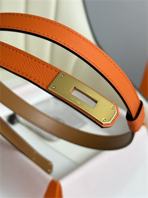 H**mes kelly 18 belt epsom leather gold hardware orange