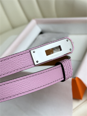 H**mes kelly 18 belt epsom leather silver hardware peach pink