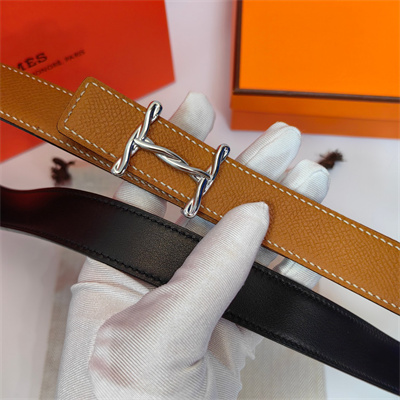 H**mes h torsade belt buckle & H**mes sur mer reversible epsom leather silver hardware strap 25mm brown/black