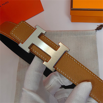 H**mes h belt buckle & reversible epsom leather strap 25 mm silver hardware brown/black