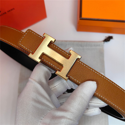 H**mes h belt buckle & reversible epsom leather strap 25 mm gold hardware brown/black