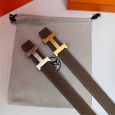 H**mes mini constance belt buckle & reversible leather strap 25 mm gold hardware etoupe/black