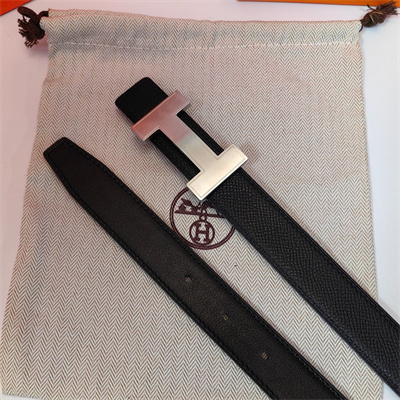 H**mes h belt buckle & reversible epsom leather strap 25 mm silver hardware black
