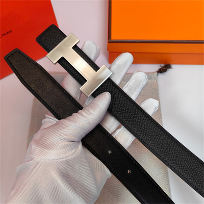 H**mes h belt buckle & reversible epsom leather strap 25 mm silver hardware black